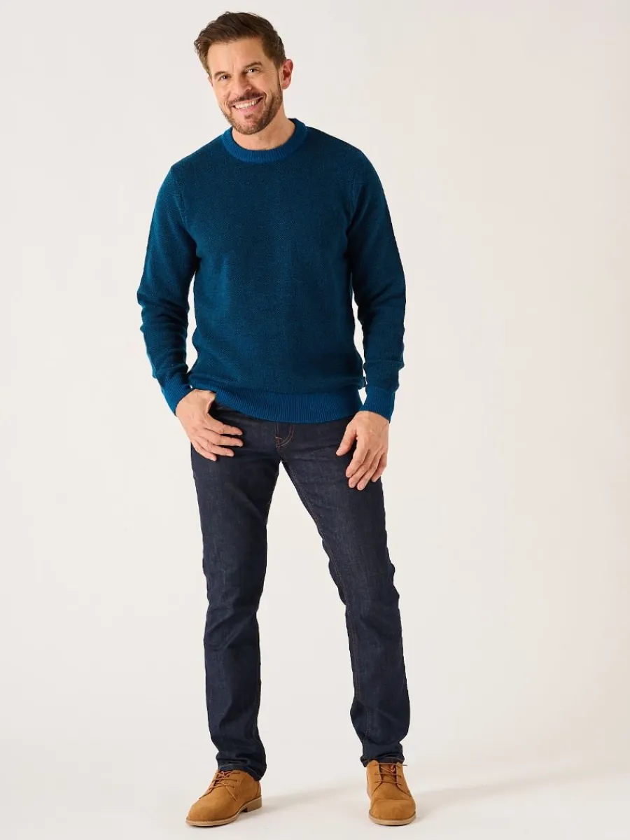 navy_and_teal_merino_rich_3.webp Quba & Co Navy And Teal Merino Rich Lifestyle Textured Jumper - Bramhill Outlet
