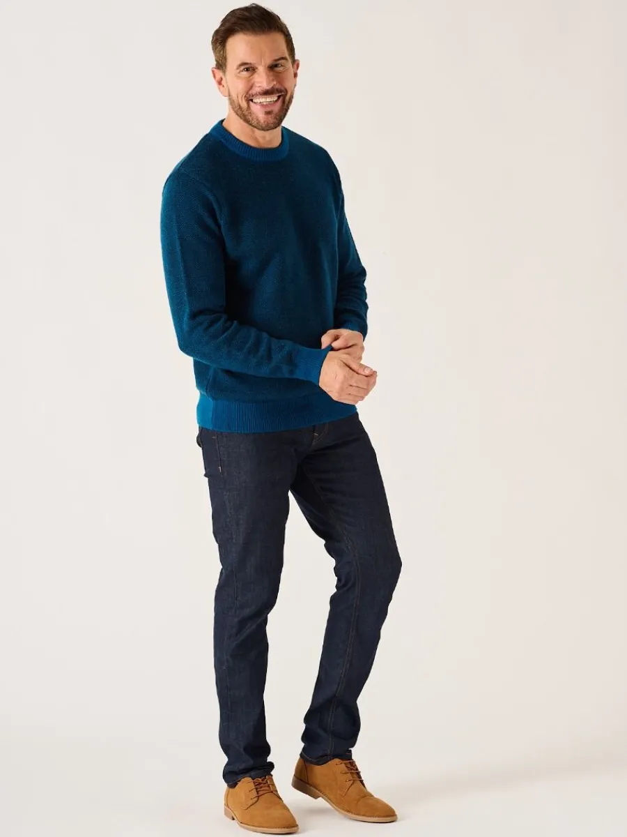 navy_and_teal_merino_rich_4.webp Quba & Co Navy And Teal Merino Rich Lifestyle Textured Jumper - Bramhill Outlet