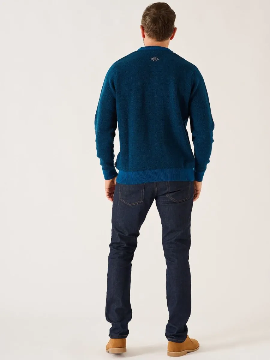 navy_and_teal_merino_rich_5.webp Quba & Co Navy And Teal Merino Rich Lifestyle Textured Jumper - Bramhill Outlet