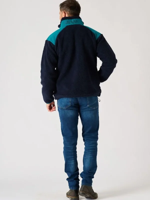 Quba & Co Navy And Teal X-Series Zip Borg Jacket- Biasca New