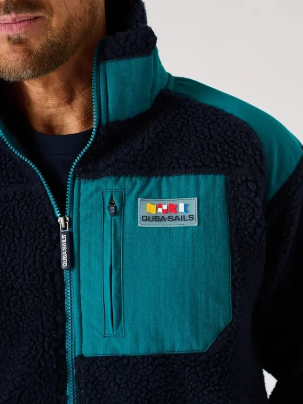 Quba & Co Navy And Teal X-Series Zip Borg Jacket- Biasca New