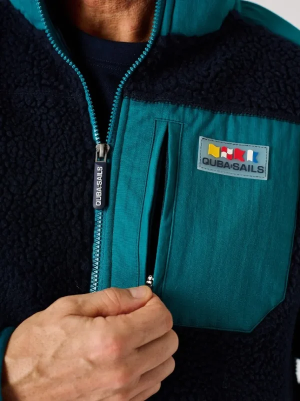 Quba & Co Navy And Teal X-Series Zip Borg Jacket- Biasca New