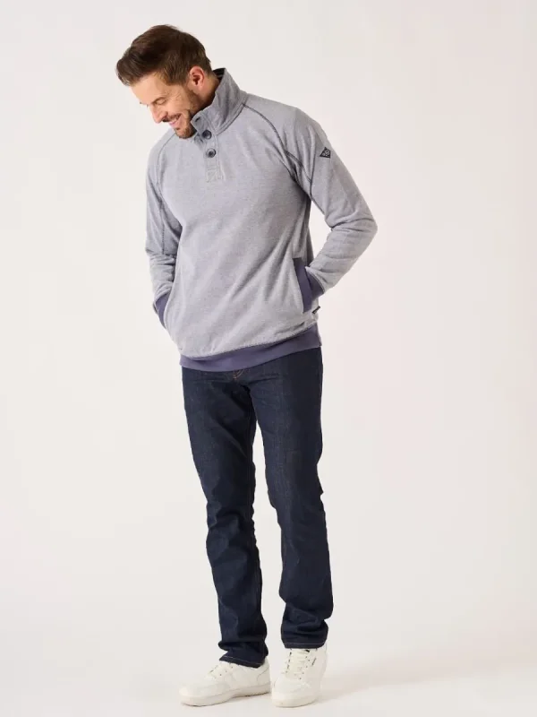 Quba & Co Navy And White Button Neck Sweatshirt - Felson Sale