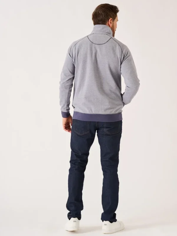 Quba & Co Navy And White Button Neck Sweatshirt - Felson Sale