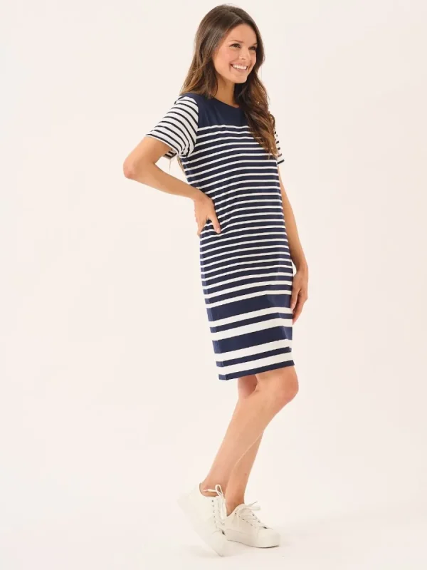 Quba & Co Navy And White Jersey Striped Dress - Catalina Outlet