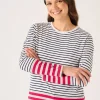 Quba & Co Navy And White Long Sleeved Striped T-Shirt - Helene Hot