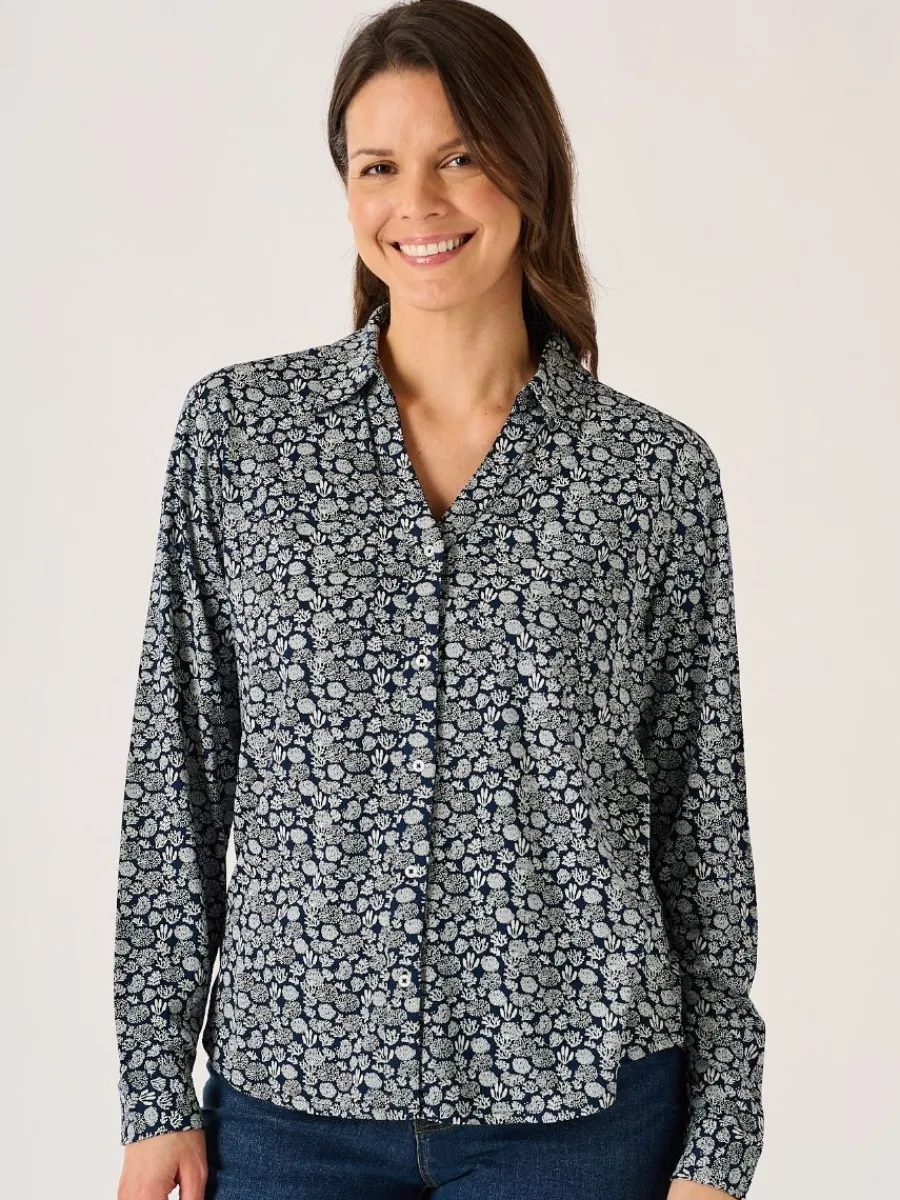 navy_and_white_long_sleev_0-2.webp Quba & Co Navy And White Long Sleeve Nautical Print Shirt - Amina Fashion