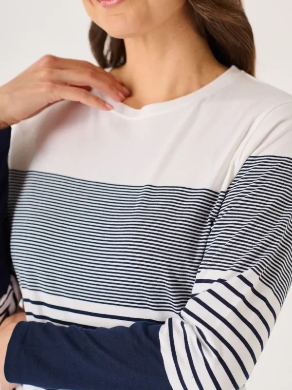 Quba & Co Navy And White Long Sleeved Striped T-Shirt - Lenora New