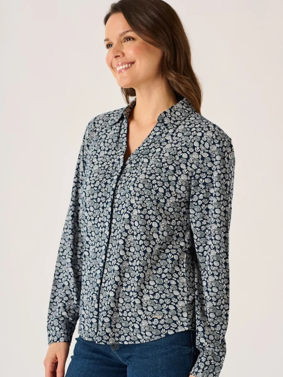 navy_and_white_long_sleev_2-2.webp Quba & Co Navy And White Long Sleeve Nautical Print Shirt - Amina Fashion