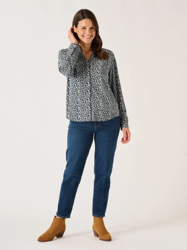Quba & Co Navy And White Long Sleeve Nautical Print Shirt - Amina Fashion