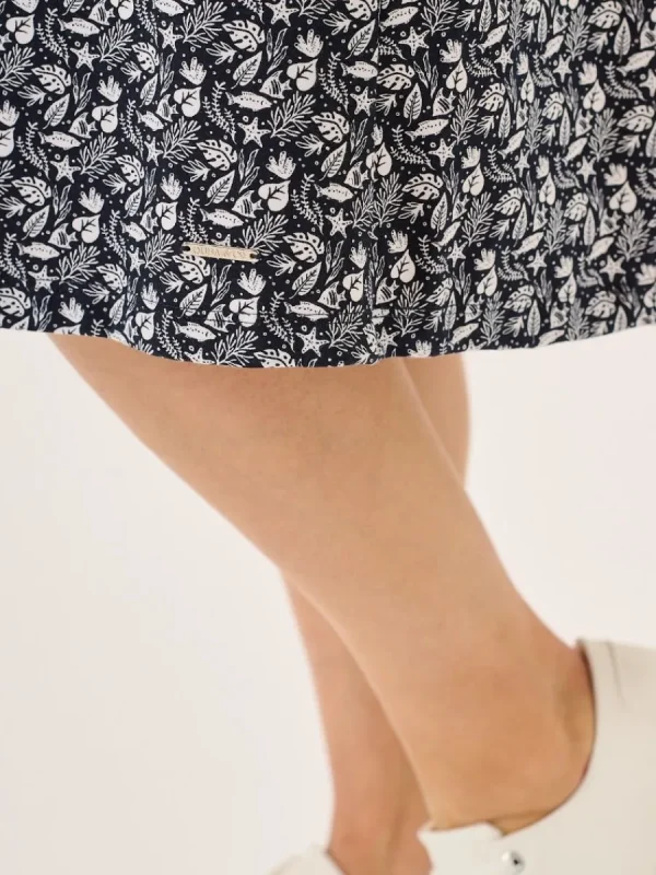 Quba & Co Navy And White Nautical Print Jersey Midi Skirt - Raye Online