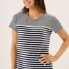 Quba & Co Navy And White Panelled Yarn Dye T-Shirt - Silva Best