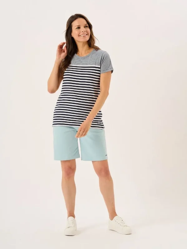 Quba & Co Navy And White Panelled Yarn Dye T-Shirt - Silva Best
