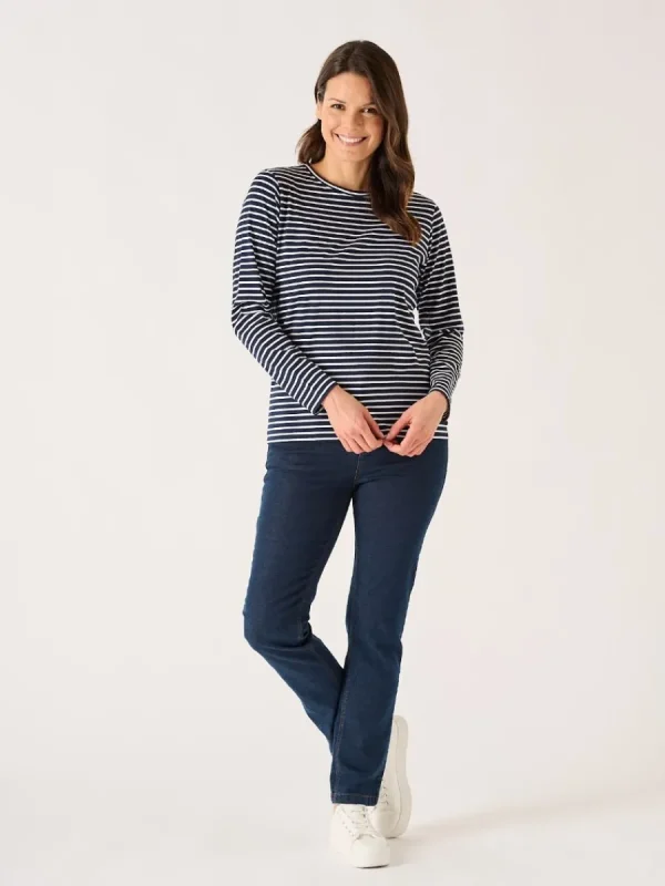 Quba & Co Navy And White Striped Long Sleeve T-Shirt - Anya New