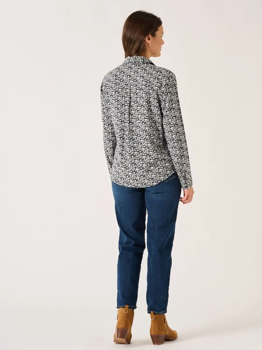 navy_and_white_viscose_na_5.webp Quba & Co Navy And White Viscose Nautical Print Long Sleeve Shirt - Kelsie Clearance
