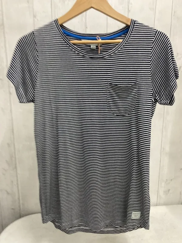 Quba & Co Navy And White Viscose Striped T-Shirt - Vivca Clearance