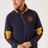 Quba & Co Navy And Yellow 1/4 Zip Pique Sweatshirt - Lundy Hot