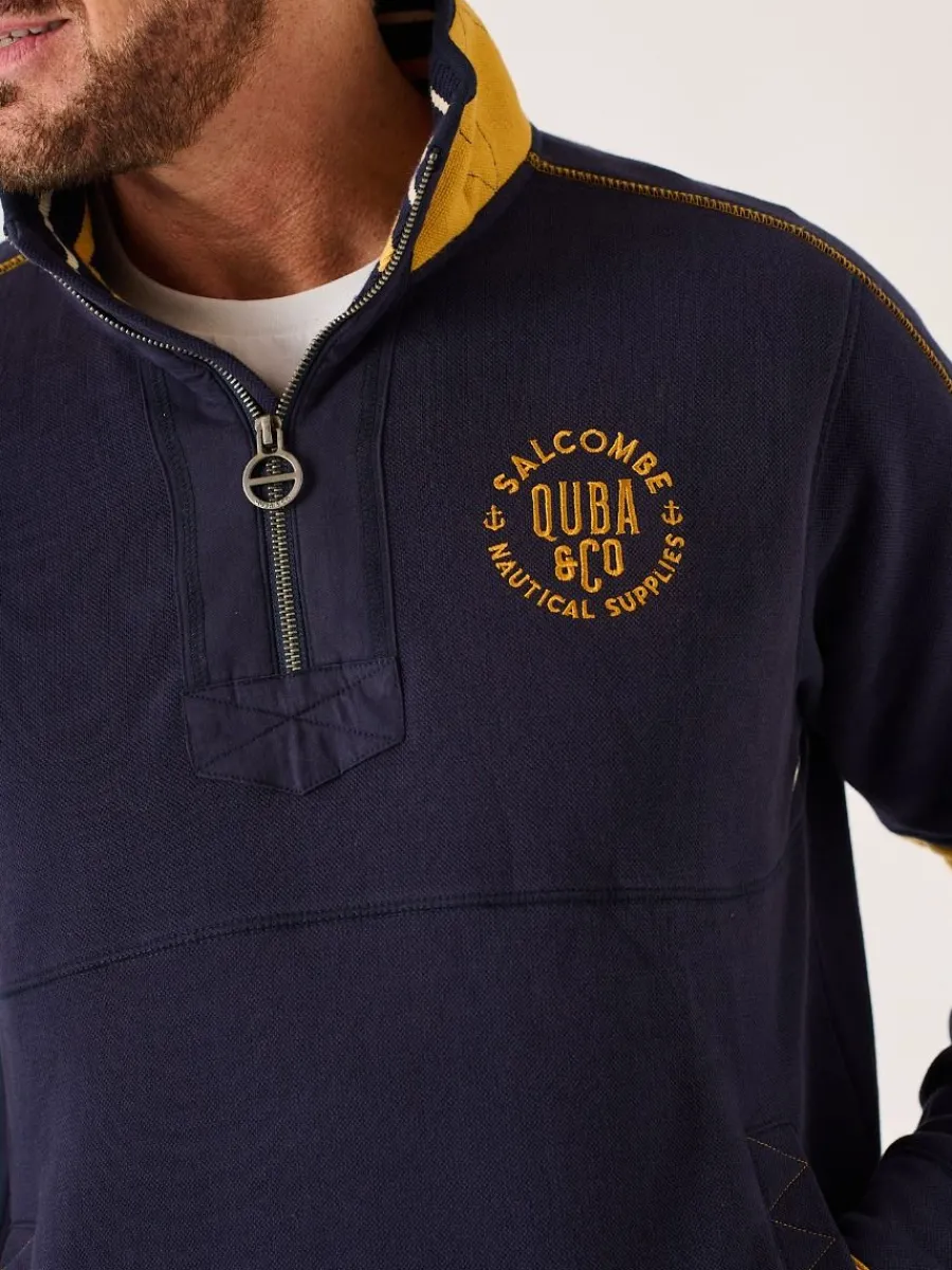 navy_and_yellow__zip_piqu_1.webp Quba & Co Navy And Yellow 1/4 Zip Pique Sweatshirt - Lundy Hot