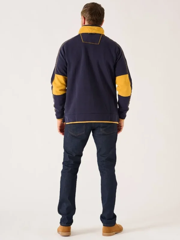 Quba & Co Navy And Yellow 1/4 Zip Pique Sweatshirt - Lundy Hot