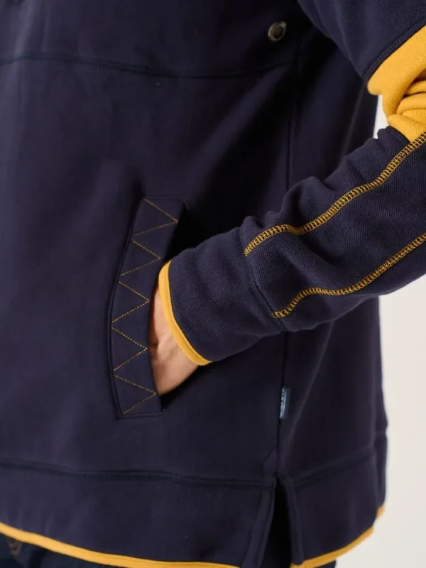 Quba & Co Navy And Yellow 1/4 Zip Pique Sweatshirt - Lundy Hot