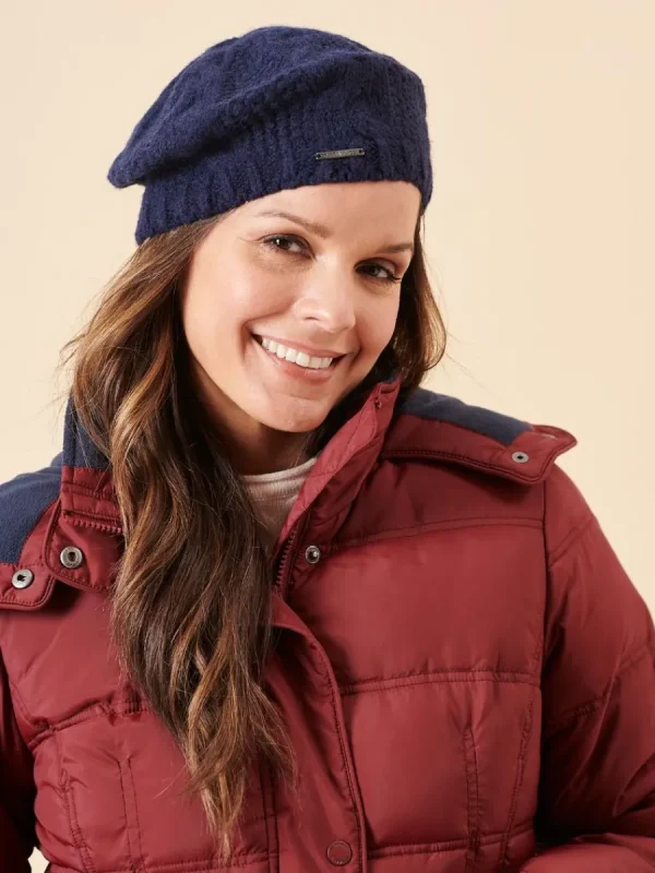 Quba & Co Navy Cable Knit Beret Outlet
