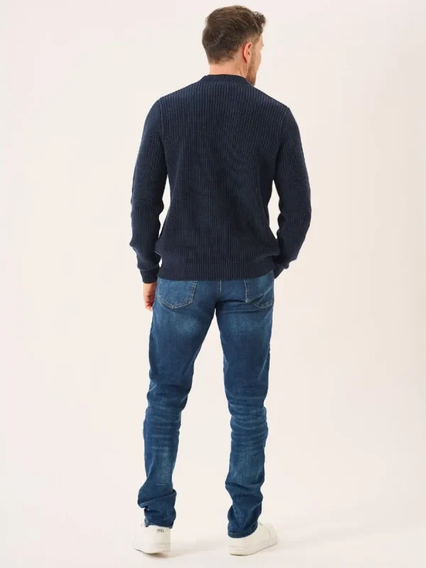 Quba & Co Navy Chunky Rib Knitted Lifestyle Jumper - Newfalls Discount