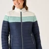 Quba & Co Navy Colour Block Short Quilted Jacket - Calina Fashion