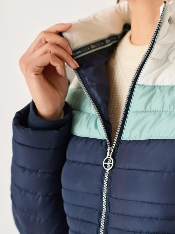 Quba & Co Navy Colour Block Short Quilted Jacket - Calina Fashion