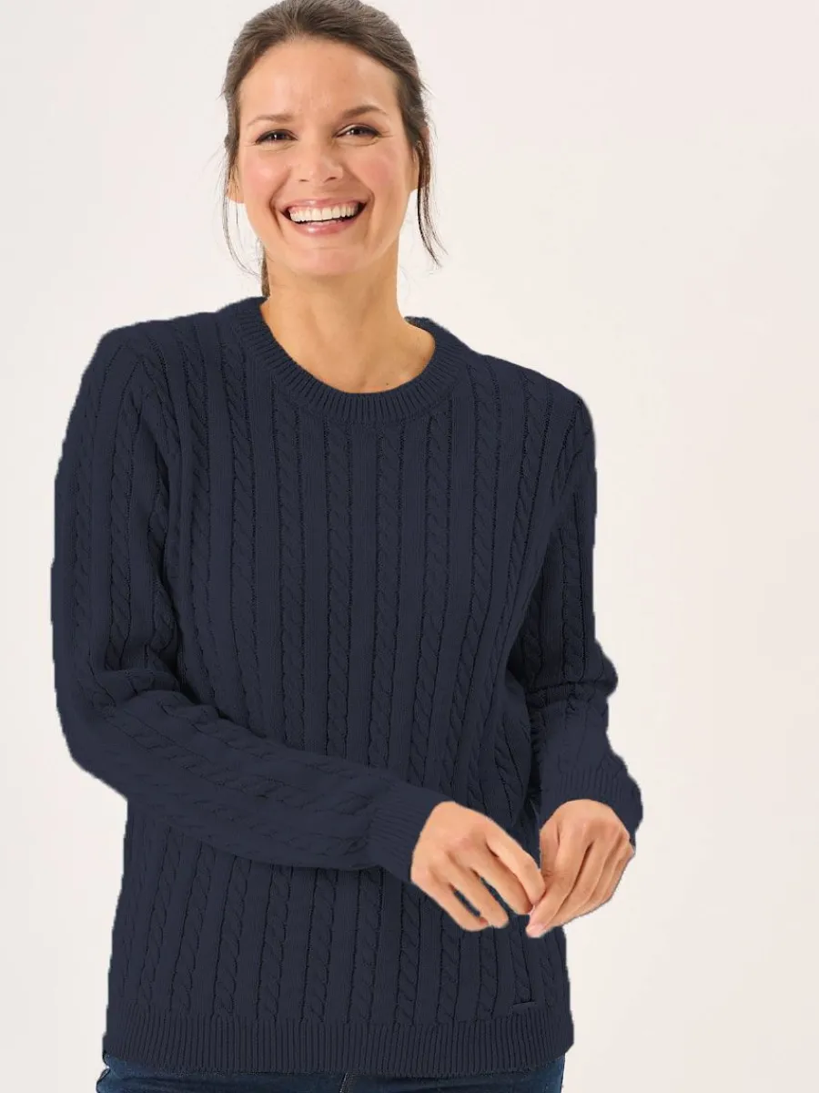navy_cotton_cable_knit_ju_0.webp Quba & Co Navy Cotton Cable Knit Jumper - Calla Best