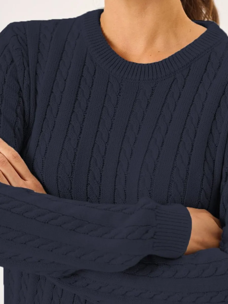 navy_cotton_cable_knit_ju_1.webp Quba & Co Navy Cotton Cable Knit Jumper - Calla Best