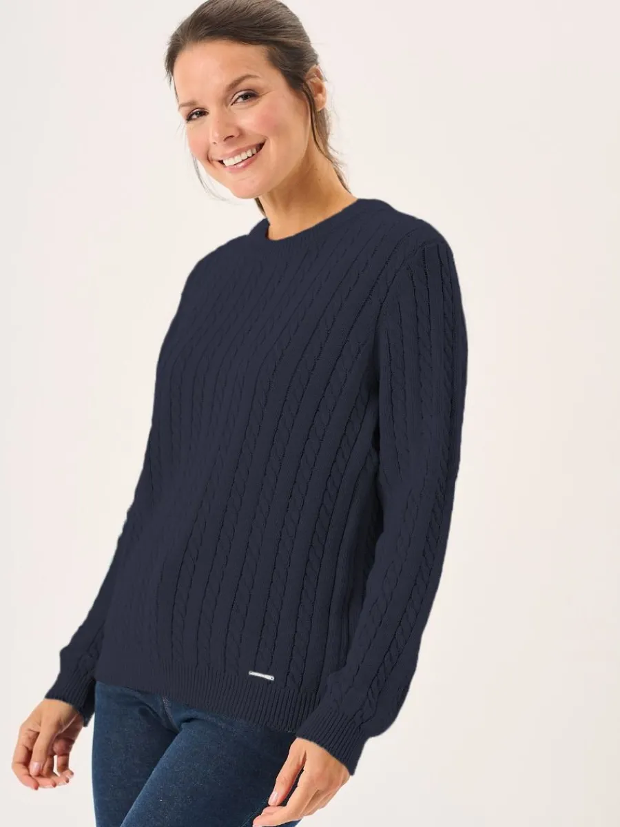 navy_cotton_cable_knit_ju_2.webp Quba & Co Navy Cotton Cable Knit Jumper - Calla Best