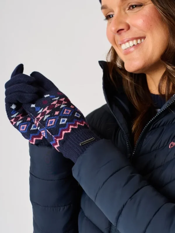 Quba & Co Navy Fairisle Warm Knitted Gloves - Gulls Sale