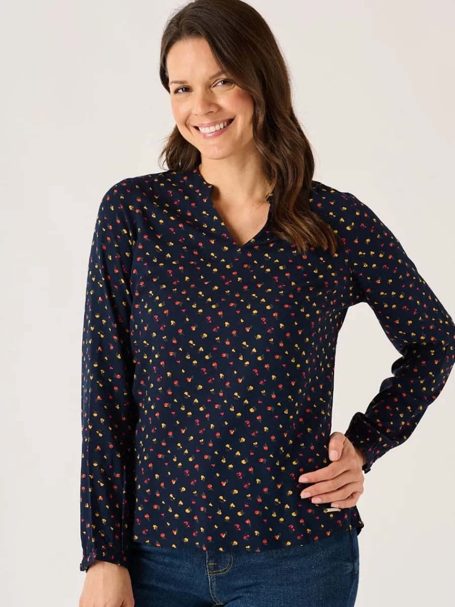 navy_floral_print_long_sl_0.webp Quba & Co Navy Floral Print Long Sleeve Ditsy Top - Octavia Outlet