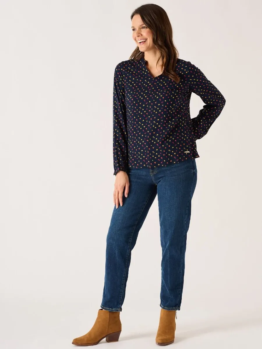 navy_floral_print_long_sl_4.webp Quba & Co Navy Floral Print Long Sleeve Ditsy Top - Octavia Outlet
