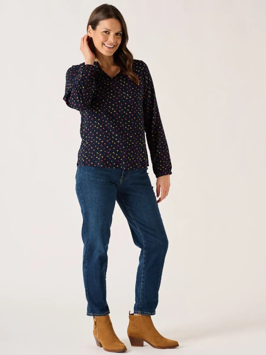 navy_floral_print_long_sl_5.webp Quba & Co Navy Floral Print Long Sleeve Ditsy Top - Octavia Outlet