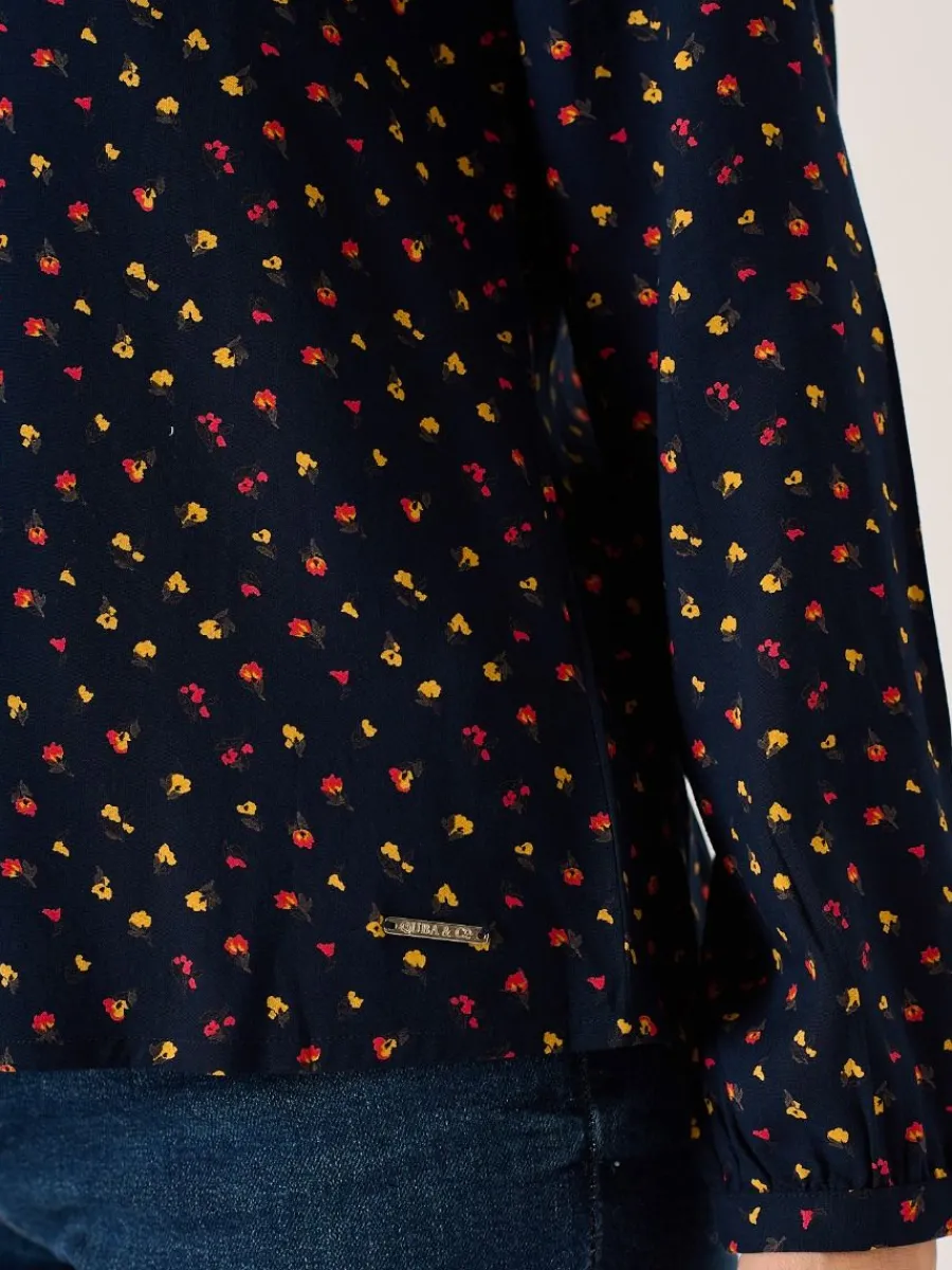 navy_floral_print_long_sl_7.webp Quba & Co Navy Floral Print Long Sleeve Ditsy Top - Octavia Outlet