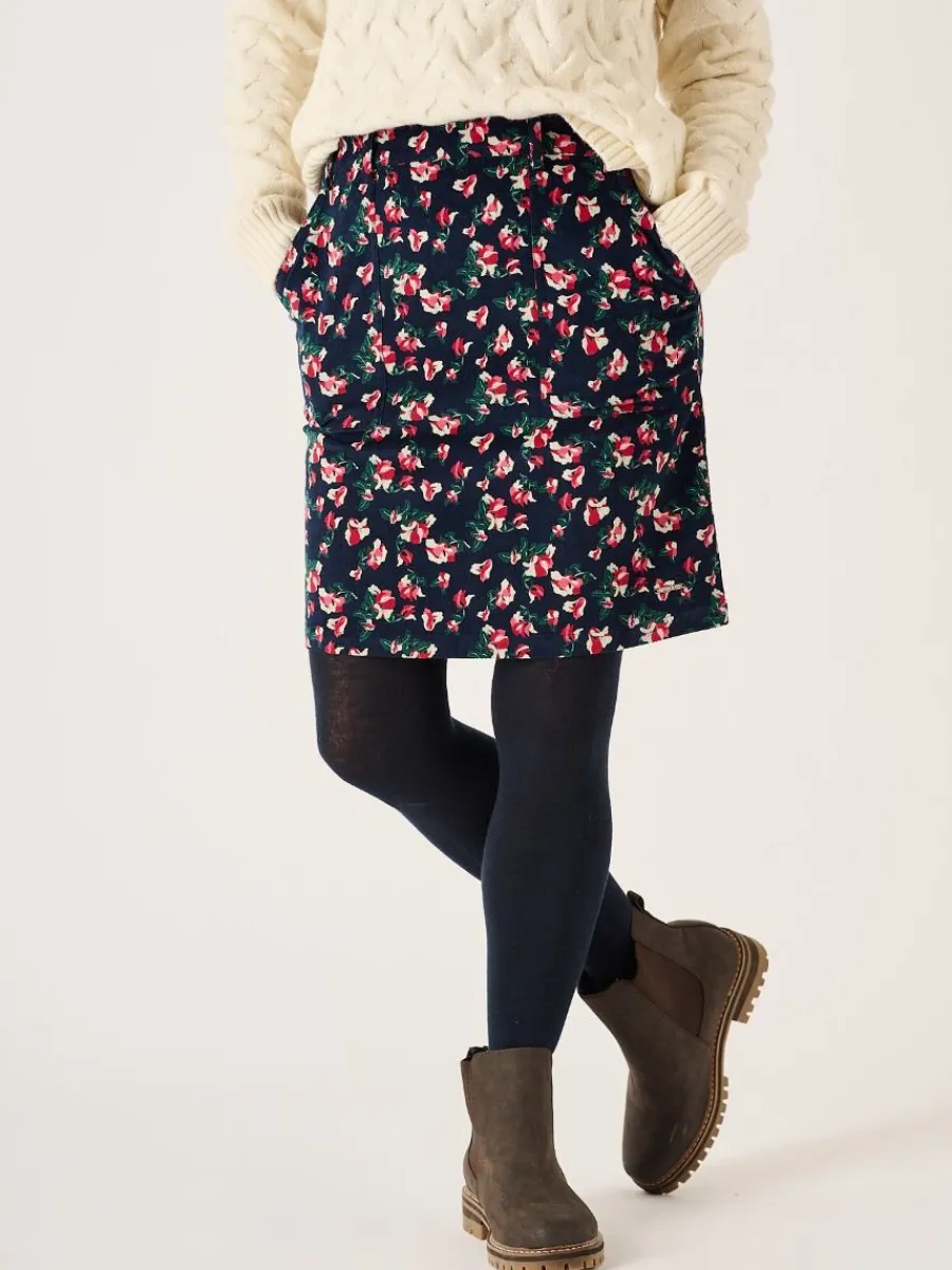 navy_floral_printed_cordu_0.webp Quba & Co Navy Floral Printed Corduroy Skirt - Medina Online