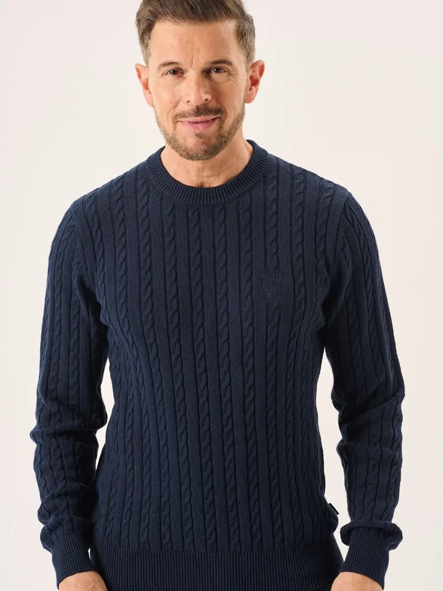 navy_lifestyle_cable_knit_0.webp Quba & Co Navy Lifestyle Cable Knitted Jumper - Mondell Online