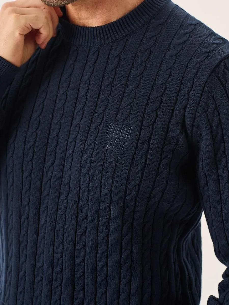 navy_lifestyle_cable_knit_1.webp Quba & Co Navy Lifestyle Cable Knitted Jumper - Mondell Online