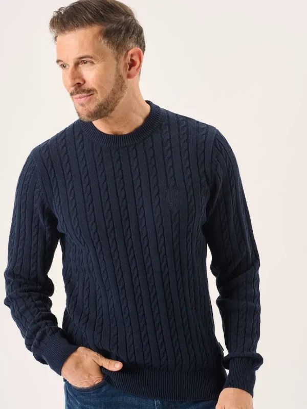 Quba & Co Navy Lifestyle Cable Knitted Jumper - Mondell Online
