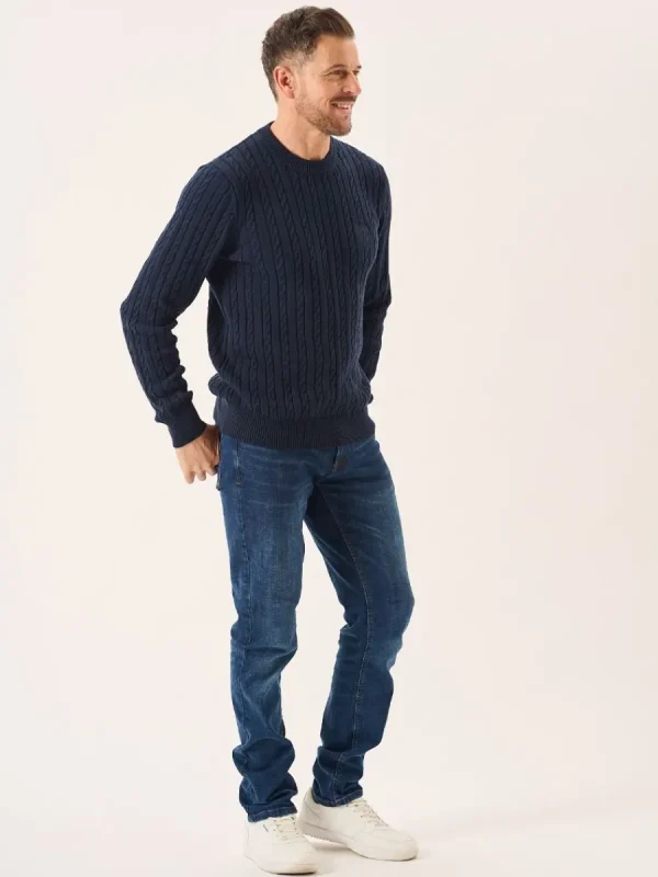 Quba & Co Navy Lifestyle Cable Knitted Jumper - Mondell Online