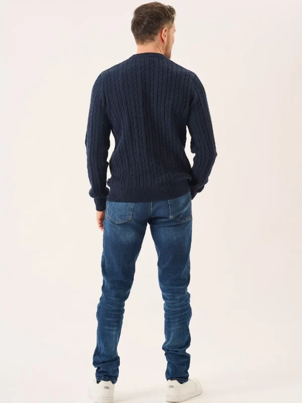 Quba & Co Navy Lifestyle Cable Knitted Jumper - Mondell Online