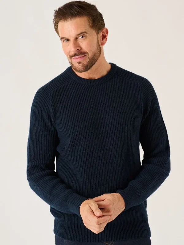 Quba & Co Navy Merino Rich Ribbed Lifestyle Jumper - Alderon New