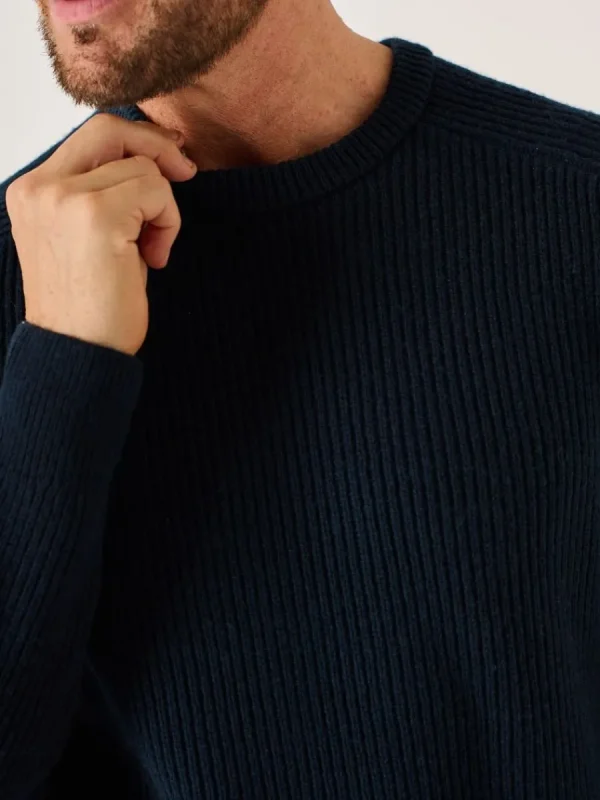 Quba & Co Navy Merino Rich Ribbed Lifestyle Jumper - Alderon New
