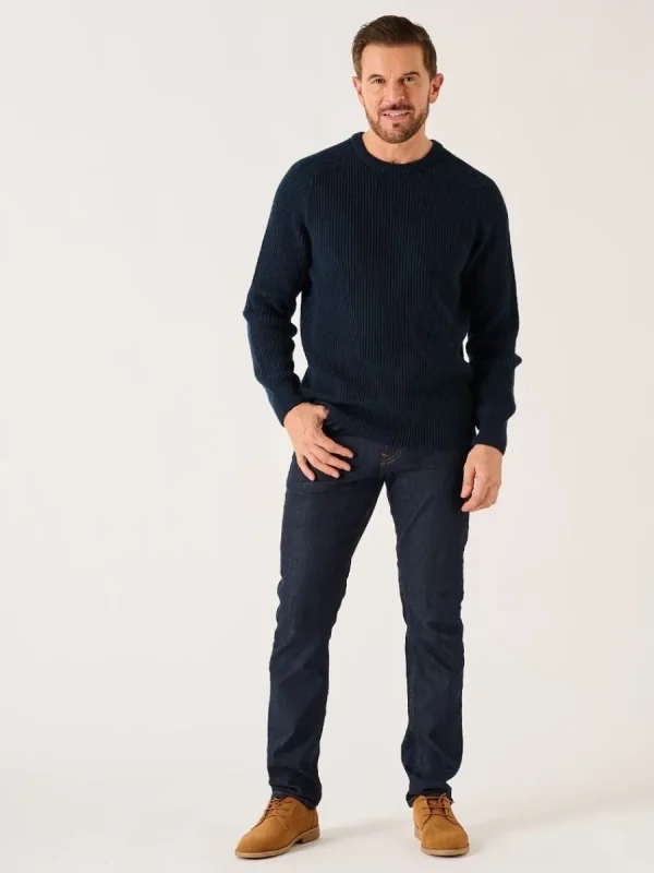 Quba & Co Navy Merino Rich Ribbed Lifestyle Jumper - Alderon New