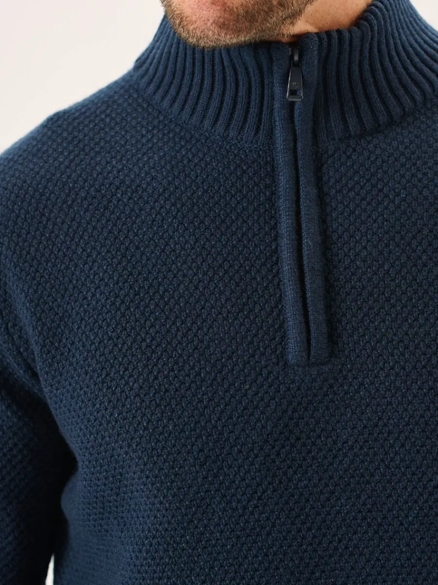 navy_merino_rich_zip_neck_1.webp Quba & Co Navy Merino Rich Zip Neck Lifestyle jumper - Kloof New