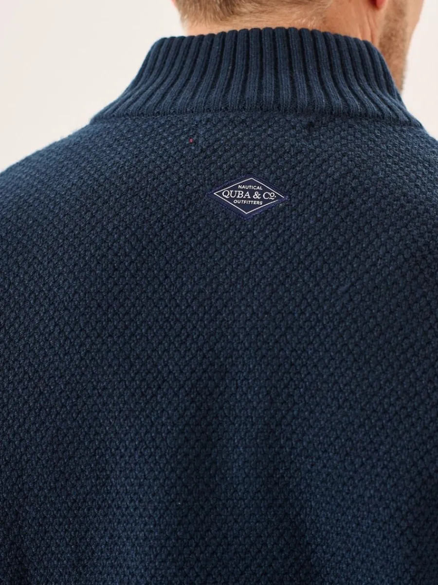 navy_merino_rich_zip_neck_10.webp Quba & Co Navy Merino Rich Zip Neck Lifestyle jumper - Kloof New