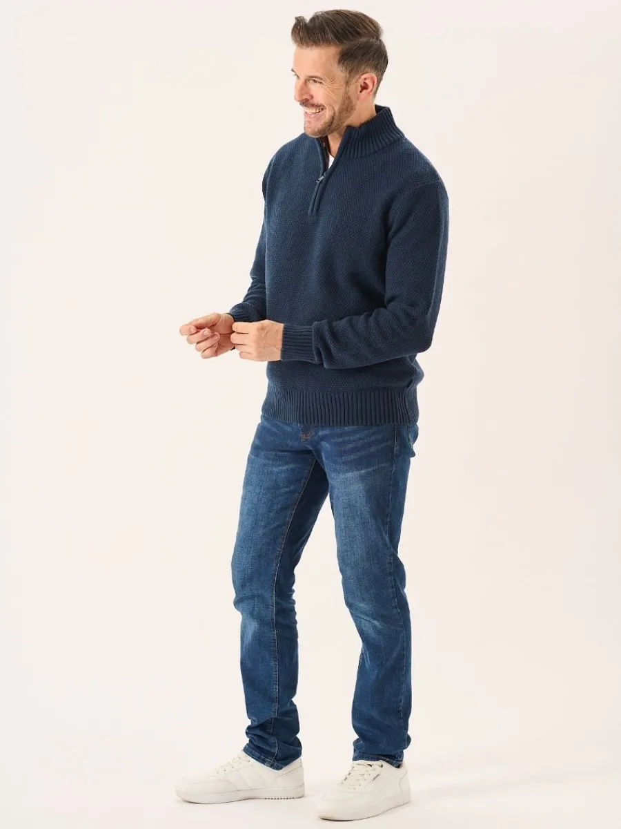 navy_merino_rich_zip_neck_6.webp Quba & Co Navy Merino Rich Zip Neck Lifestyle jumper - Kloof New