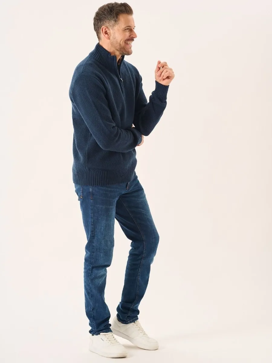 navy_merino_rich_zip_neck_7.webp Quba & Co Navy Merino Rich Zip Neck Lifestyle jumper - Kloof New