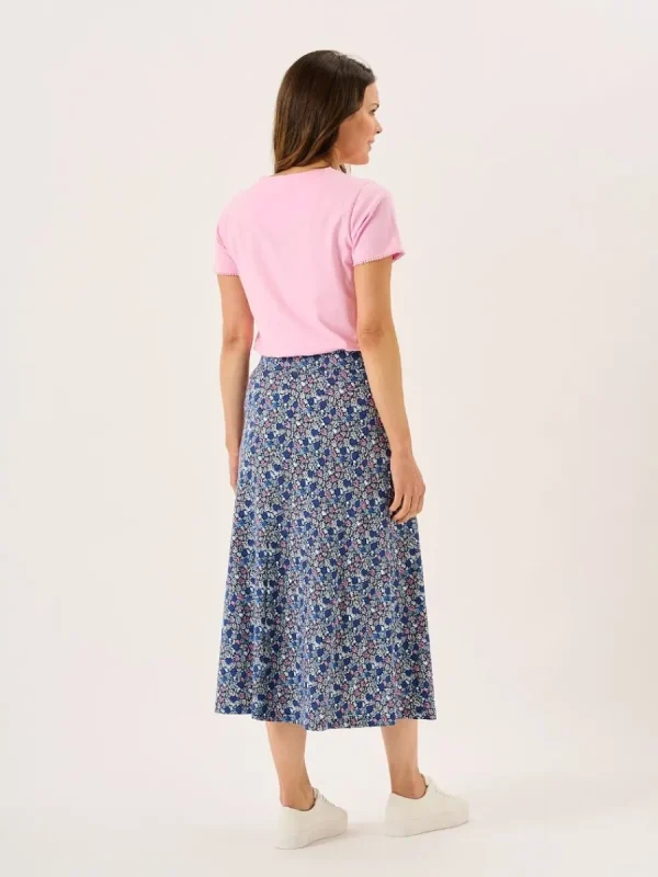 Quba & Co Navy Nautical Print Jersey Midi Skirt - Loulou Discount